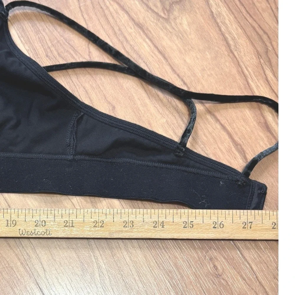 Pink Victoria's Secret Bralette Womens‎ Small Black Crushed Velvet Strappy Back